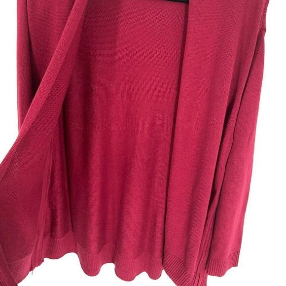 J Jill Side Zip Open Front Cardigan Burgundy Large - Picture 5 of 10